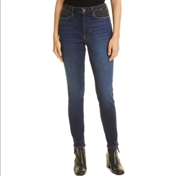 New Frame Le One Skinny Jeans Two-Tone Size 2 Blue Black - Picture 11 of 11